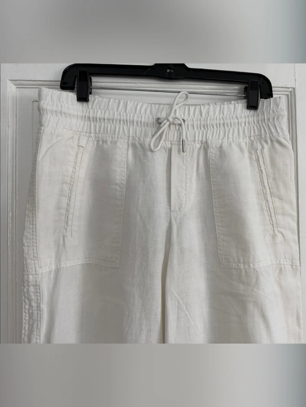 Women’s Athleta Cabo Linen Pants, Wide-Leg, Drawstring, White - Picture 2 of 5